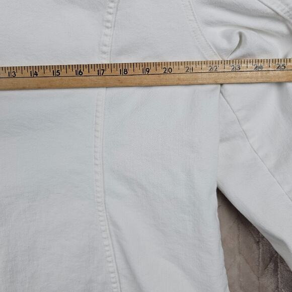 Chicos Denim Jacket XL 3 White Stretch Classic Minimal Preppy Layering Staple - Picture 6 of 6
